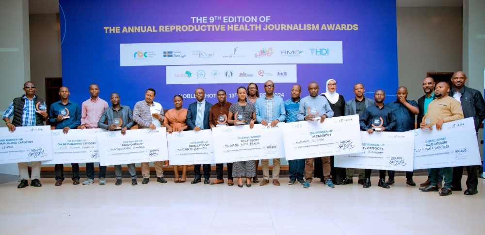 Nine journalists honoured for their coverage of Sexual and Reproductive Health and Rights  stories at HDI-Rwanda&#039;s 9th Edition of the Annual Reproductive Health Journalism Awards. Courtesy