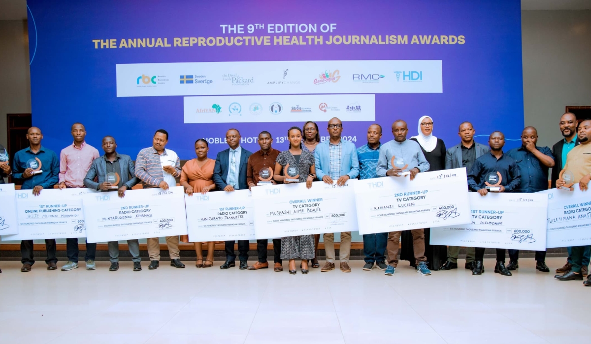 Nine journalists honoured for their coverage of Sexual and Reproductive Health and Rights  stories at HDI-Rwanda&#039;s 9th Edition of the Annual Reproductive Health Journalism Awards. Courtesy