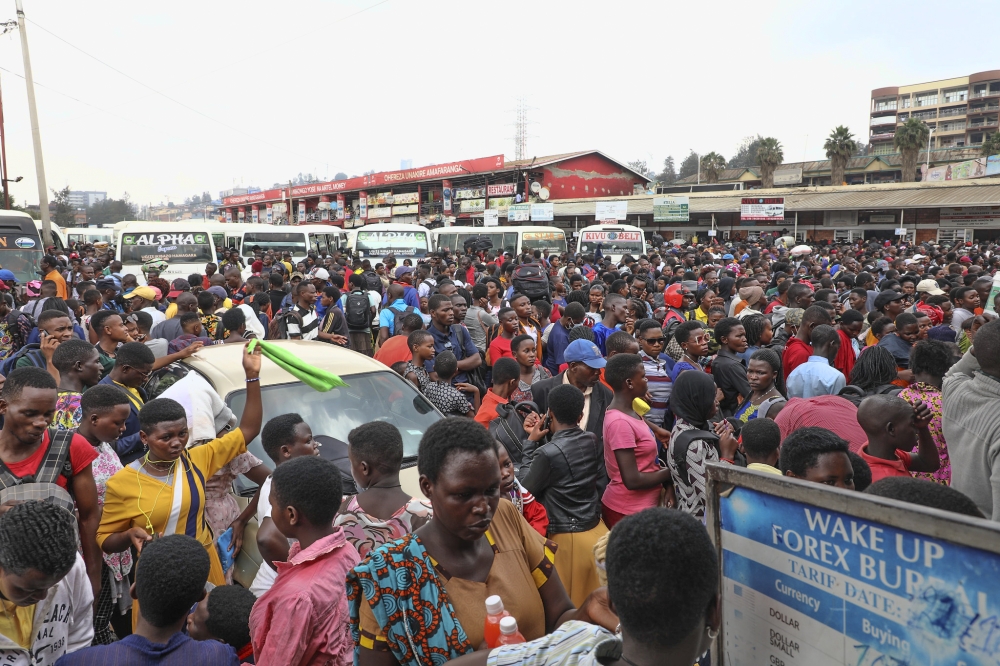 Passengers stranded at Nyabugogo Taxi park on their way to celebrate festive season with their families upcountry in 2023. Photo by Craish Bahizi