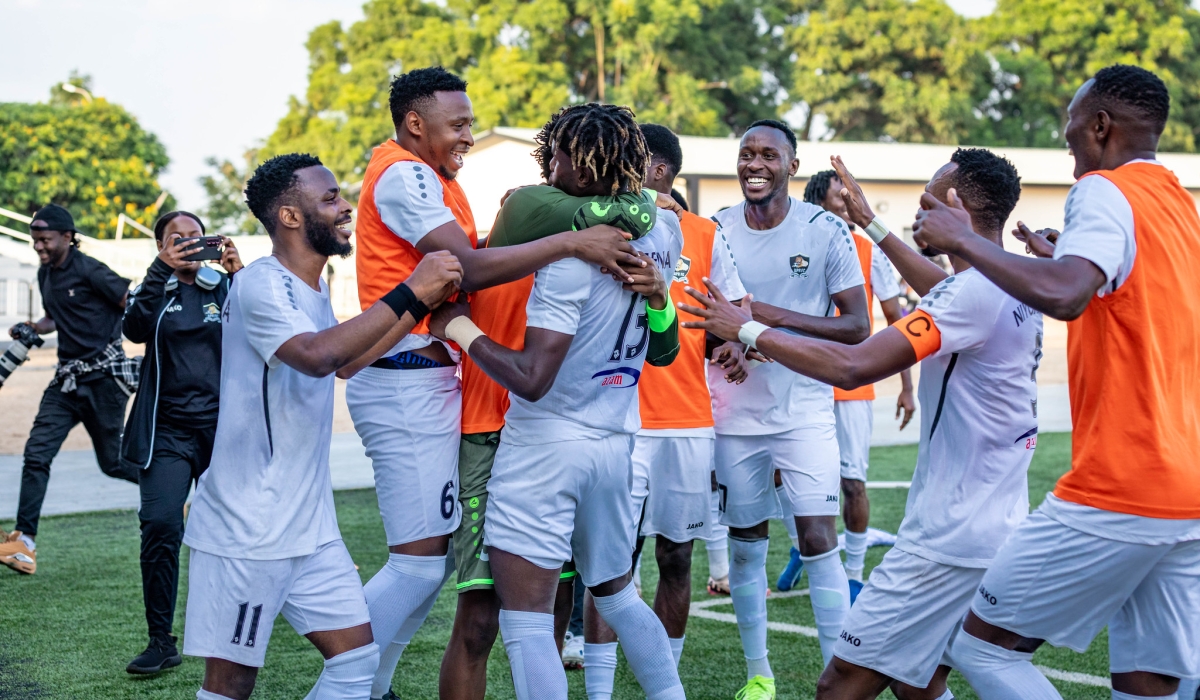 APR FC players celebrate  a 4-2 comeback win against Mukura on Saturday, December 14, at Kigali Pele Stadium. Photoby Craish Bahizi