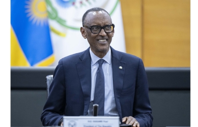 President Kagame virtually addresses delegates during the inauguration of the World Health Organization Academy  in Lyon, in France on December 17. Photo by Village Urugwiro