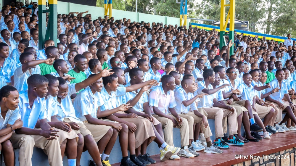 Students  during an awareness campaign on drug abuse and mental health in schools at Kicukiro stadium on May 13. File