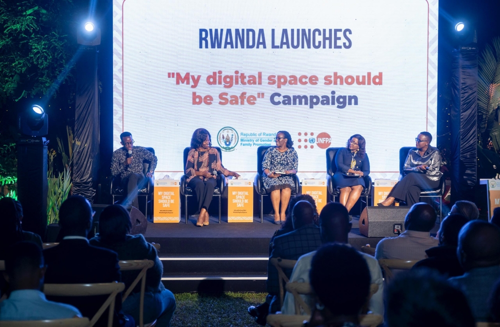 Panellists engage in a discussion as Rwanda  launched a campaign to combat technology-facilitated gender-based violence (TFGBV). Courtesy