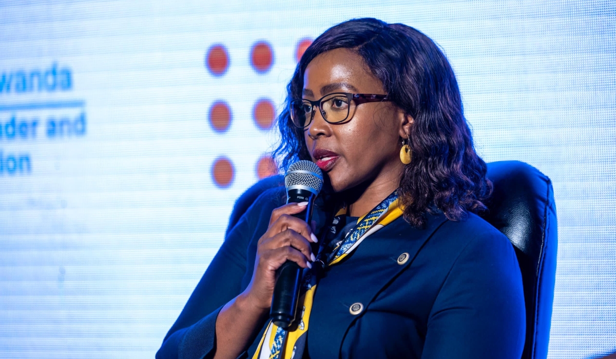 Mapula Bodibe, CEO of MTN Rwanda, speaks during the launch of a campaign titled &#039;My Digital Space Should Be Safe.&#039; in Kigali on December 16. Courtesy