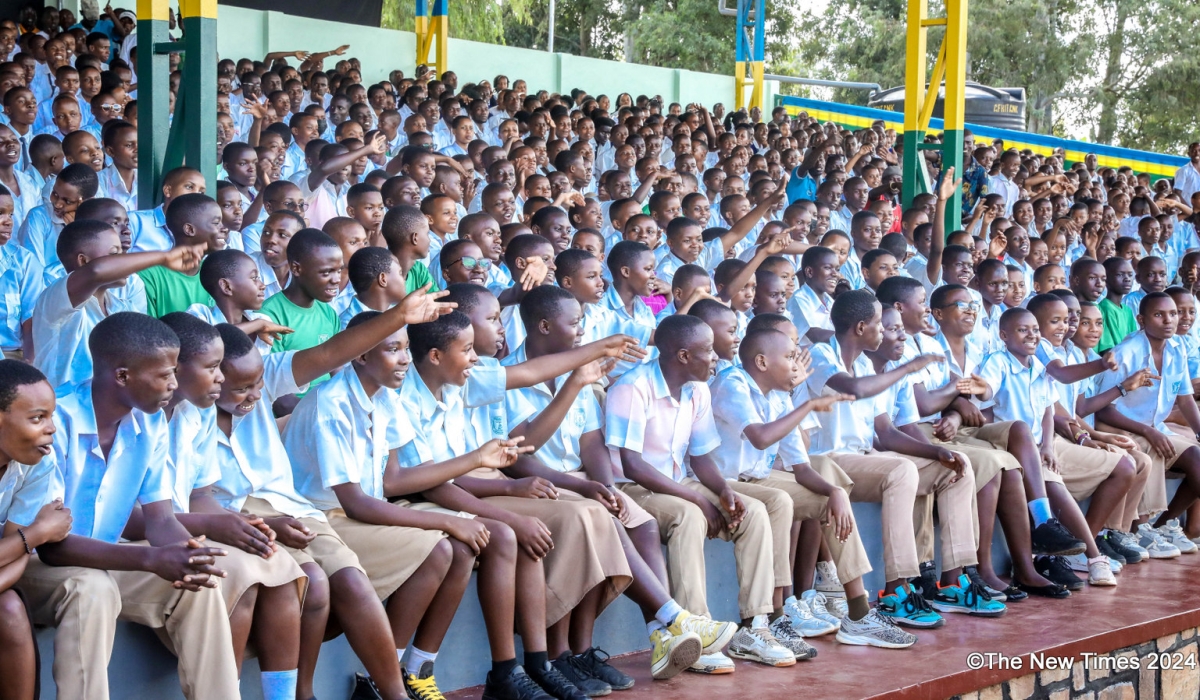 Students  during an awareness campaign on drug abuse and mental health in schools at Kicukiro stadium on May 13. File