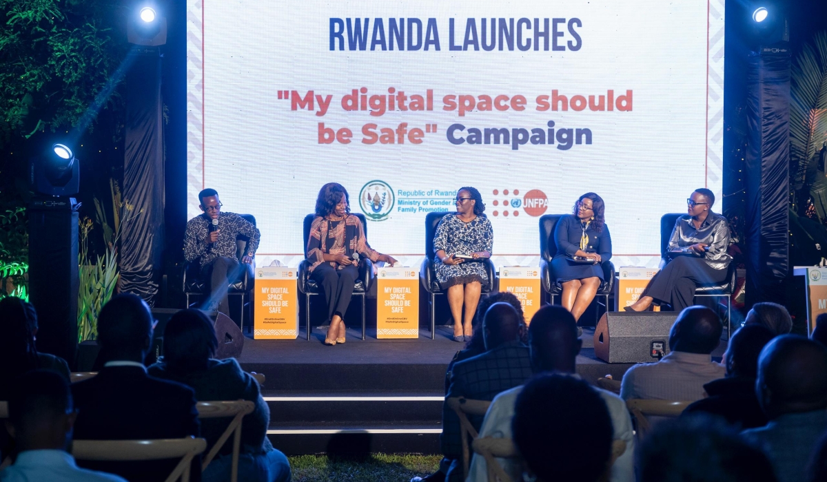 Panellists engage in a discussion as Rwanda  launched a campaign to combat technology-facilitated gender-based violence (TFGBV). Courtesy