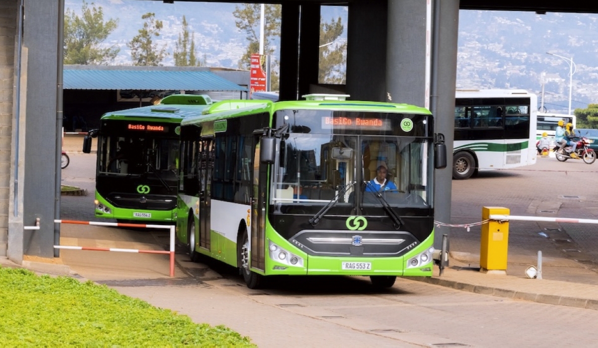 Some electric buses that were introduced in Rwanda for the green economy. Courtesy