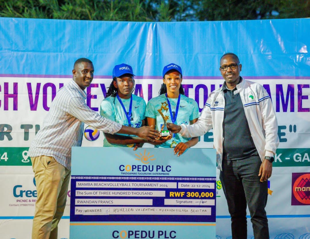 Benitha Mukandayisenga and Valentine Munezero won the Mamba Beach Volleyball Tournament in women&#039;s category after  defeating Penelope Musabyimana and Sharon Amito in the final-courtesy