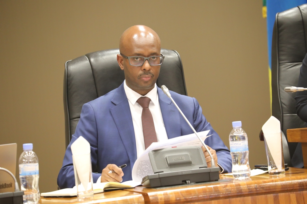 The Minister of Finance and Economic Planning, Yusuf Murangwa addresses Members of Parliament during the presentation of the draft laws, on Monday, December 23. Courtesy