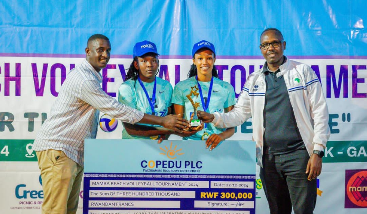 Benitha Mukandayisenga and Valentine Munezero won the Mamba Beach Volleyball Tournament in women&#039;s category after  defeating Penelope Musabyimana and Sharon Amito in the final-courtesy