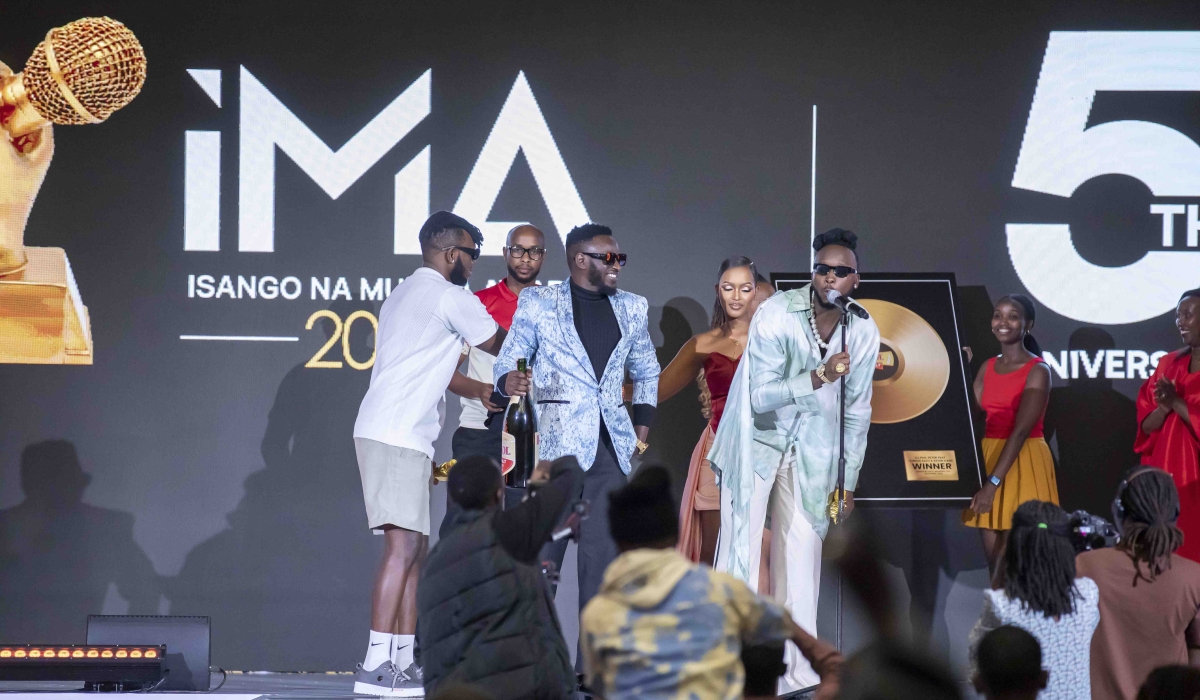 &#039;Jugumila,&#039; a collaboration of Kevin Kade, Chriss Eazy and DJ Phil Peter was named song of the year at Isango na Muzika Awards 2024- Photo by Willy Mucyo