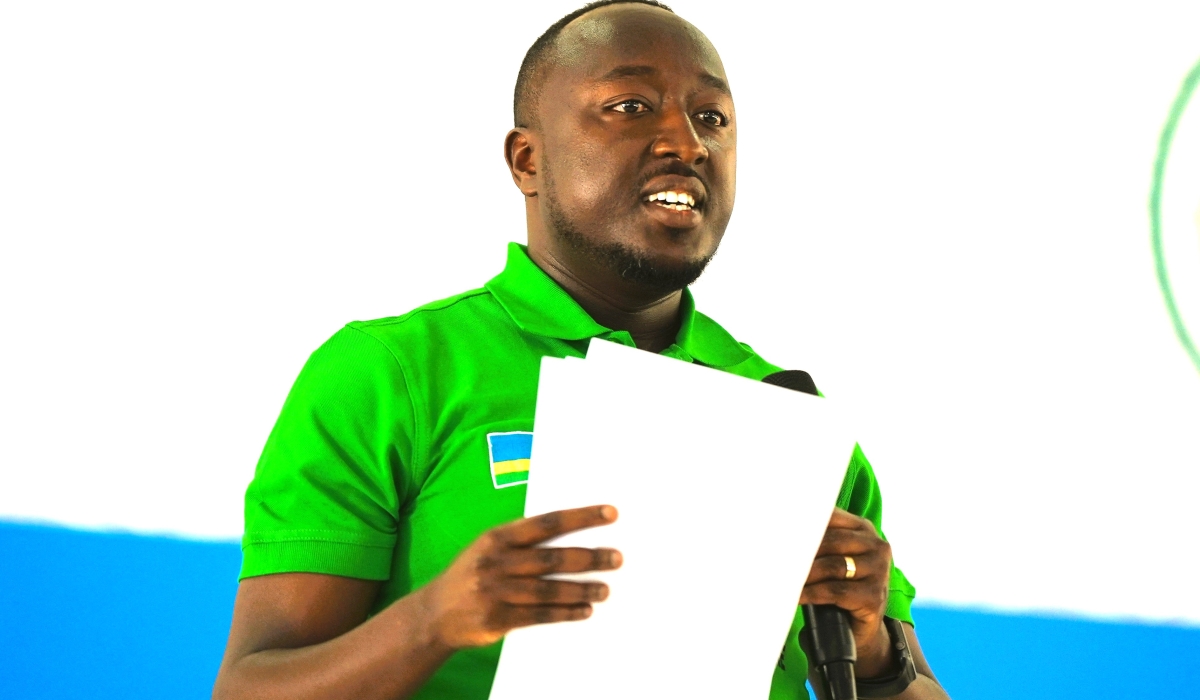 The Permanent Secretary in the Ministry of National Unity and Civic Engagement, Eric Mahoro, speaks during the launch of the of Urugerero rw&#039;Inkomezabigwi at FAWE Girls School in Gasabo District on December 27.