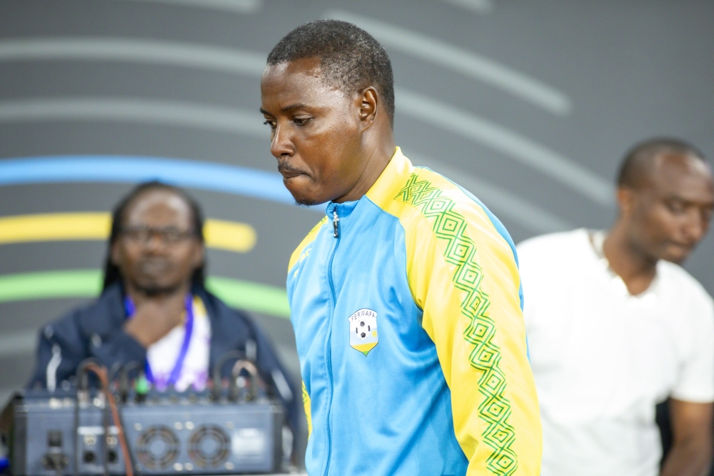 Amavubi coach Jimmy Mulisa looks disappointed after playing a 2-1 scond leg match against South Sudan at Amahoro Stadium. Photos by Emmanuel Dushimimana