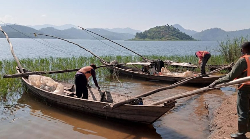 Fishermen on the shores of Lake Ruhondo, which straddles Burera and Musanze districts in Northern Province. Photo Courtesy