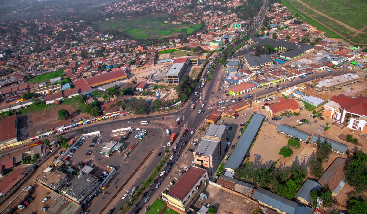 An aerial view of Giporoso road junction in Remera. The proposed expansion of the Prince House-Giporoso-Masaka road in Kicukiro District is expected to commence in April. File