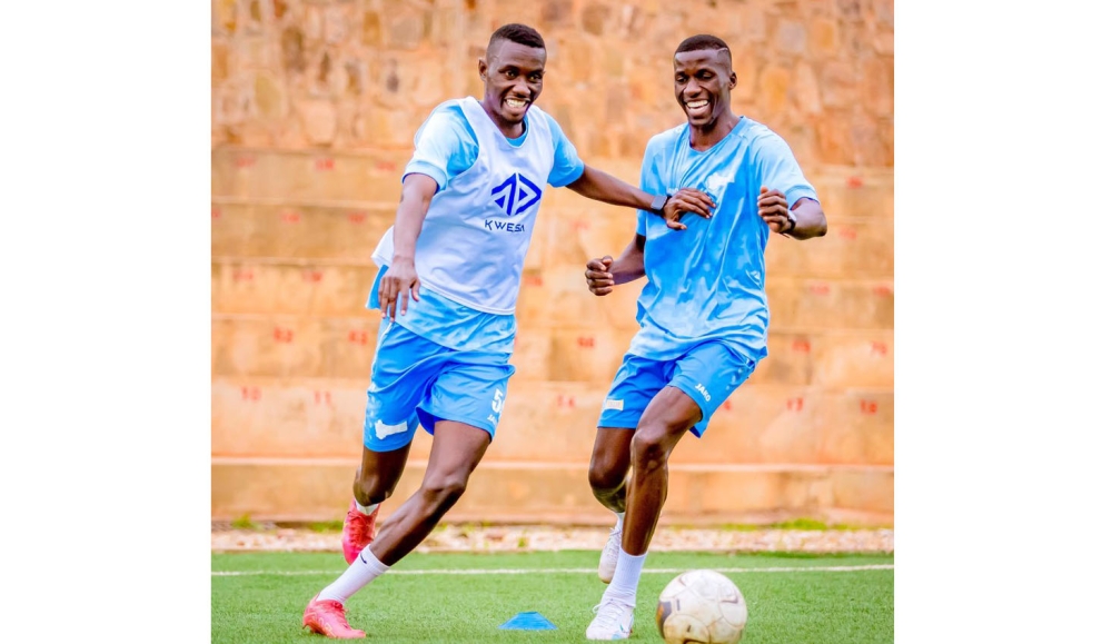 Rayon Sports duo Omar Gning and Fall Ngagne in high spirits during a training session ahead of Saturday&#039;s crunch clash with Police FC at Kigali Pele Stadium-courtesy