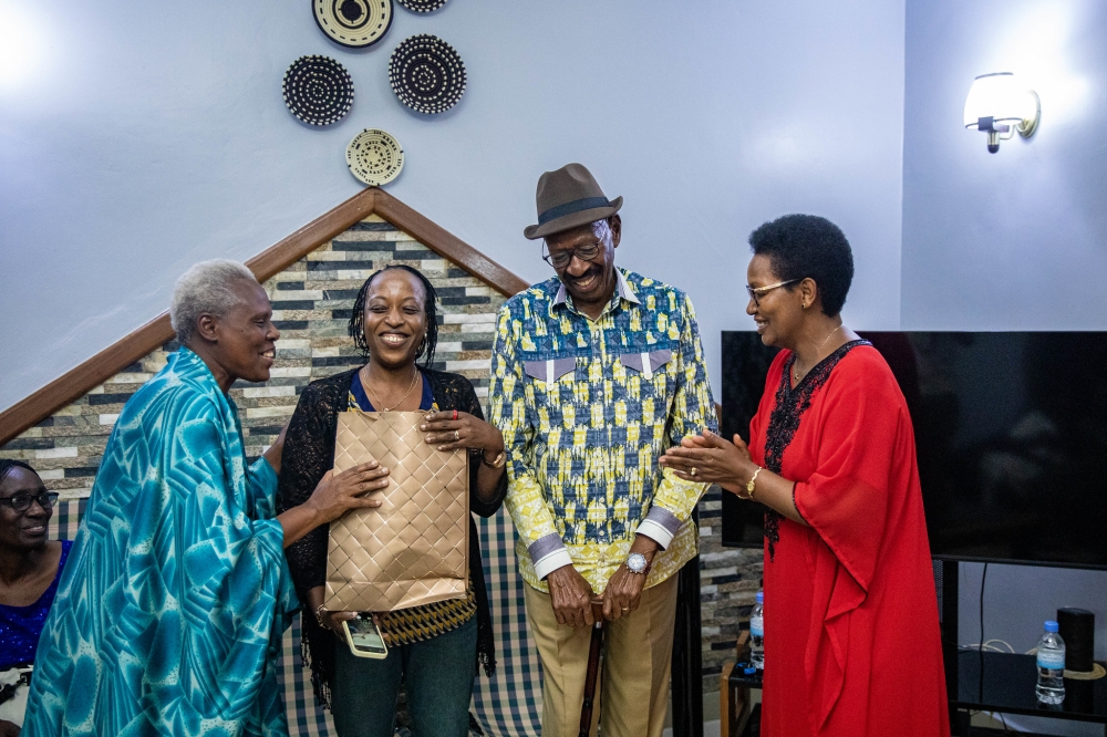 Former educator Emmanuel Mudidi was honoured by his former students  of Gayaza High School, the oldest Girls’ Secondary School in Uganda during a reunion that took place at Mudidi’s home in Rusororo in Kigali, on Saturday , January 4. Photos by Dan Gatsinzi