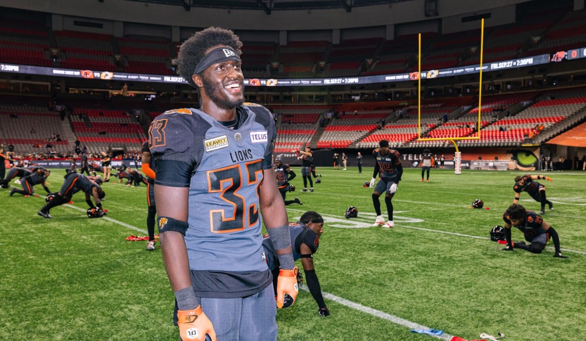 Rwanda international Emmanuel Rugamba, an NFL star  now plays for BC Lions in the Canadian Football League (CFL). Courtesy