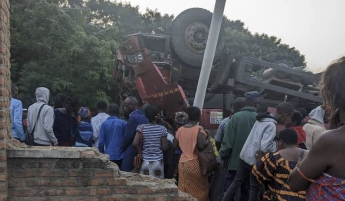 People gathering at the accident scene on Tuesday morning. Courtesy.