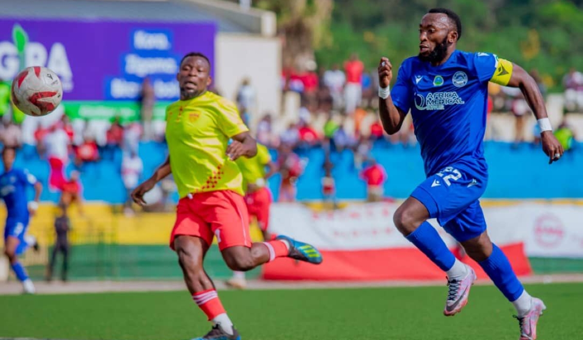 AS Kigali skipper Jean Bosco Akayezu vies for the ball in their 1-0 defeat to Etincelles on Tuesday, January 7 at Umuganda Stadium-courtesy