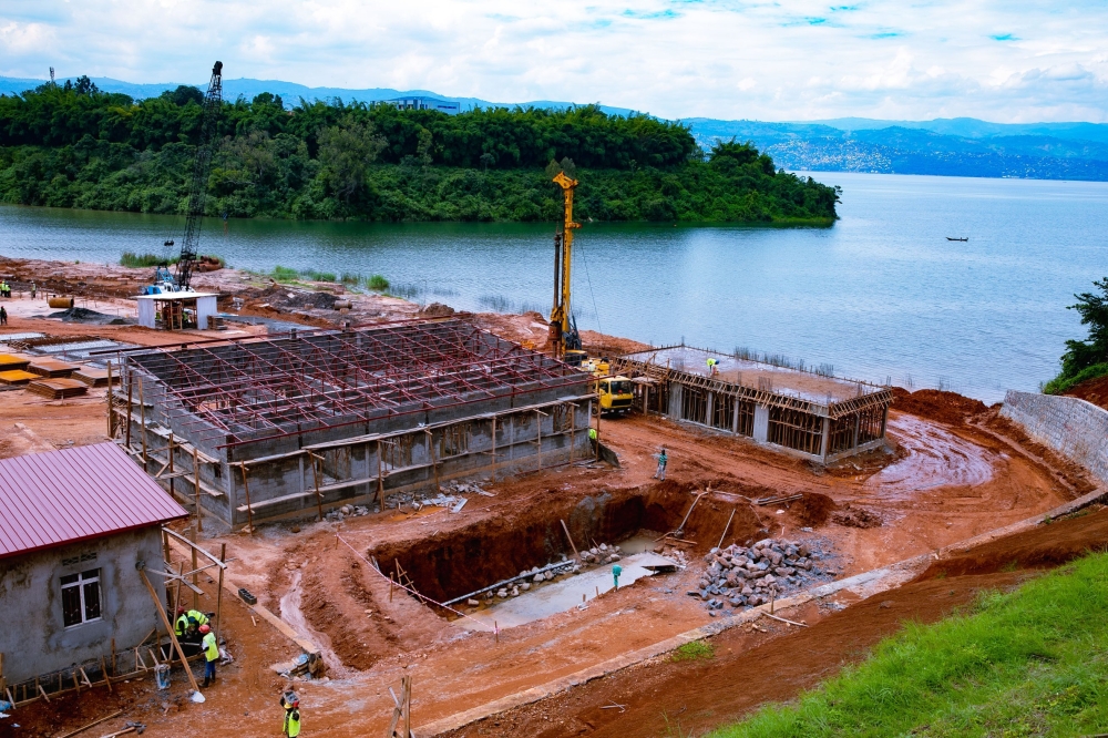 A view of the ongoing construction works at Rusizi port on the shores of Lake Kivu. The port will accommodate 2.3 million passengers and handle 1.3 million tonnes of cargo annually. Photo: Courtesy.