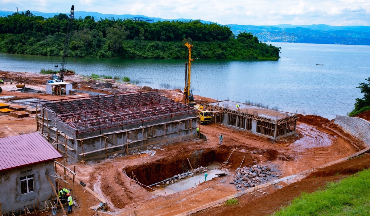 A view of the ongoing construction works at Rusizi port on the shores of Lake Kivu. The port will accommodate 2.3 million passengers and handle 1.3 million tonnes of cargo annually. Photo: Courtesy.