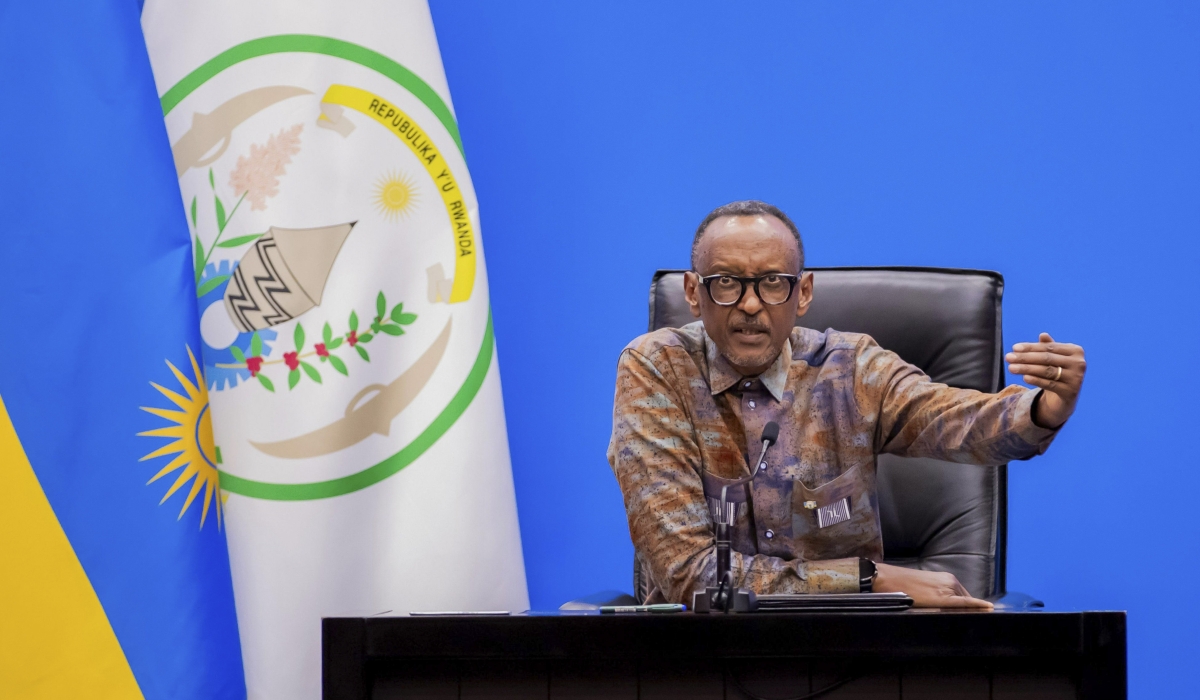 President Paul Kagame addresses a press conference in Kigali on January 9. Photo by RBA