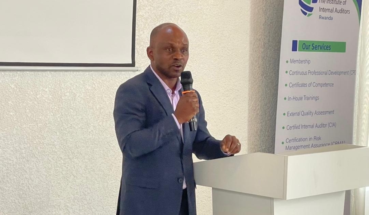 Jules Cesar Hategekimana, Internal Auditor General, Ministry of Finance and Economic Planning speaks during a workshop in Kigali. Starting January 9, 2025, the Global Internal Audit Standards, will replace the 2017 International Professional Practices Framework (IPPF)