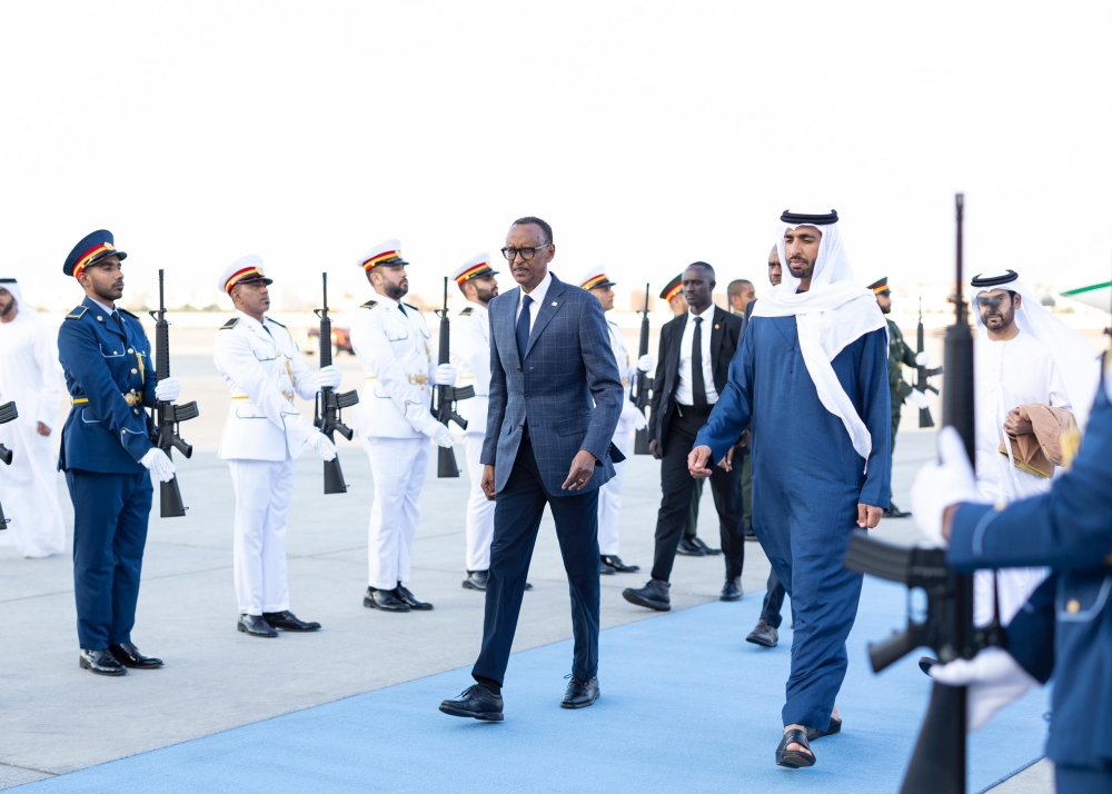 President Paul Kagame arrived in Abu Dhabi for the Abu Dhabi Sustainability Week (ADSW),  on Monday, January 13. Photo by Village Urugwiro