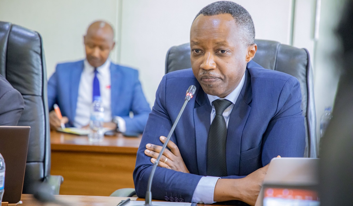 Olivier Kabera, the State Minister for Infrastructure, during his appearance before the parliamentary committee on governance affairs and gender on Monday, January 13. Courtesy