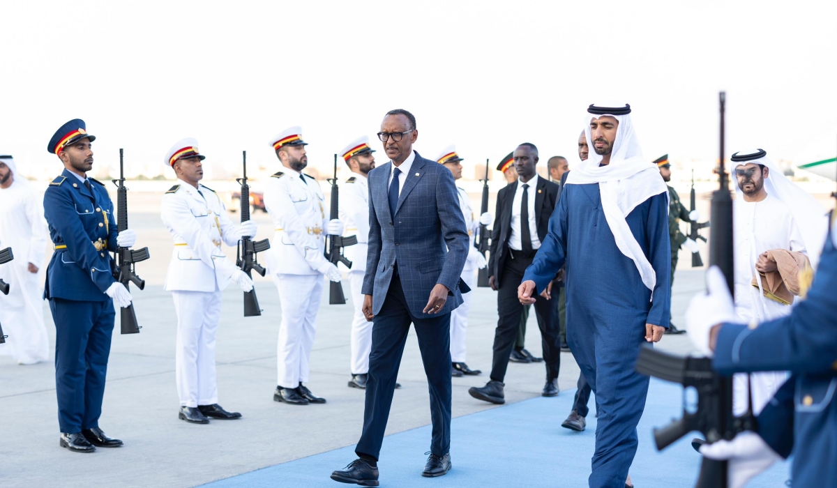 President Paul Kagame arrived in Abu Dhabi for the Abu Dhabi Sustainability Week (ADSW),  on Monday, January 13. Photo by Village Urugwiro