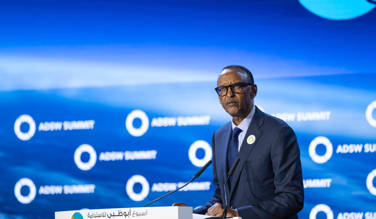 President Paul Kagame delivers his speech at the opening of Abu Dhabi Sustainability Week on January 14. Photo by Village Urugwiro