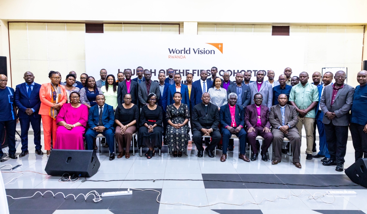 World Vision Rwanda officials and pastors during the launch in Kigali on January 10.