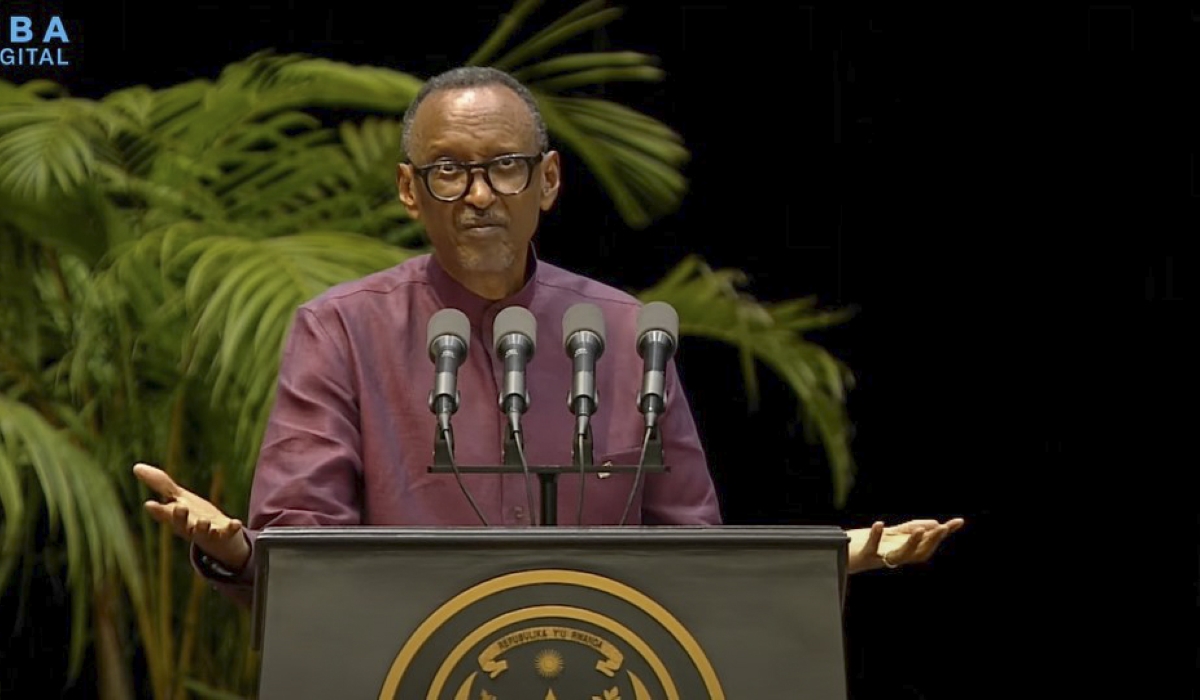 President Paul Kagame delivers remarks during a luncheon event that brought together diplomatic corps in Rwanda and other government officials, on Thursday, January 16. Courtesy