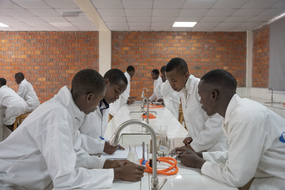 Students during a group work in laboratory at GS Munini in Nyaruguru District. The new changes aim to advance quality education. Craish Bahizi