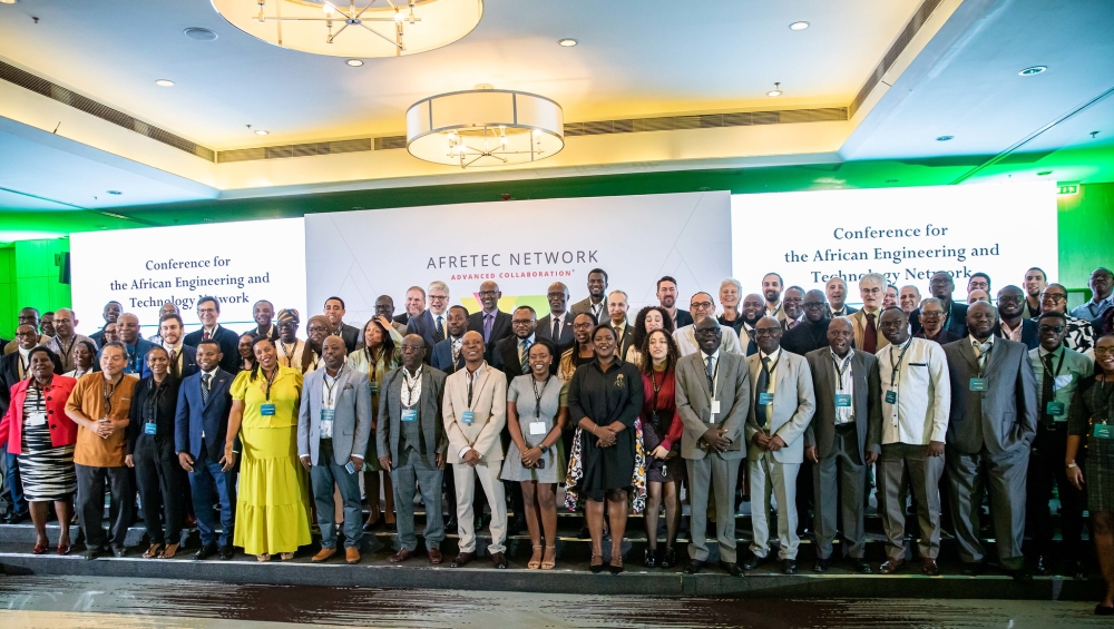 Delegates poses for a group photo  at the African Engineering and Technology Network (Afretec) annual conference took place in Kigali on January 20. Photos by Dan Gatsinzi