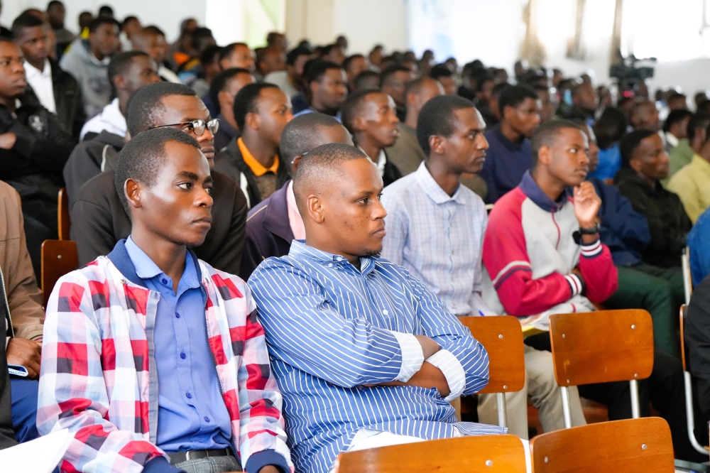 Seminarians follow Minister Bizimana&#039;s remarks  regarding Rwanda’s history and the “Ndi Umunyarwanda”  programme