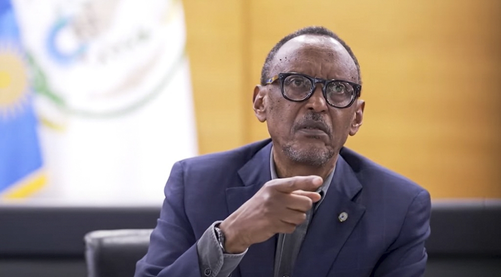 President Kagame addresses  EAC leaders during  the extraordinary virtual meeting to discuss the latest escalation in the conflict in eastern DR Congo on Wednesday, January 29. Courtesy