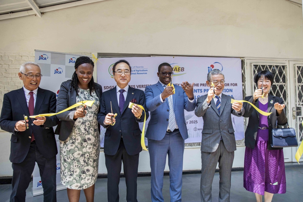 Officials  inaugurate a new flower tissue culture laboratory in Kigali on January 24. Photos by Dan Gatsinzi