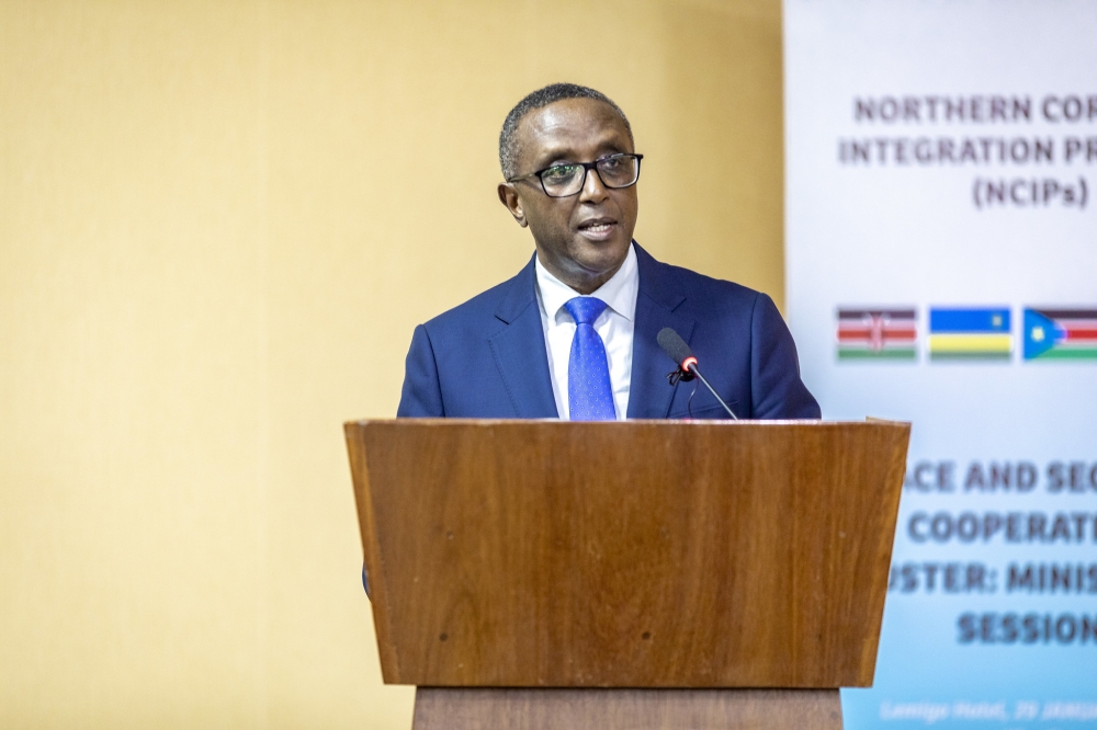 Rwanda’s Minister of Interior, Vincent Biruta speaks on the    implementation of the Northern Corridor Integration Projects (NCIP) on Wednesday, January 29. All photos Craish Bahizi