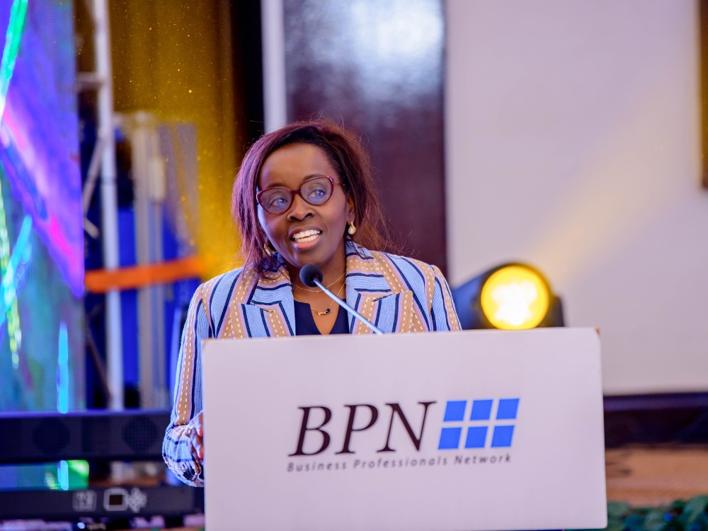 Alice Nkulikiyinka, BPN Rwanda’s Country Director delivers her remarks during the ceremony on Friday, January 30. BPN Rwanda recognised entrepreneurs’ impact and contribution to the business ecosystem. Courtesy