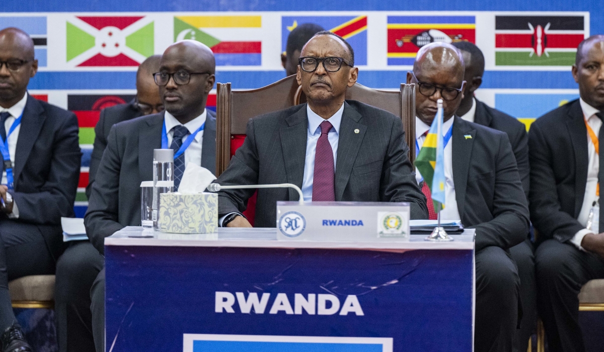 President Paul Kagame during the joint meeting of Heads of State and Government from the East African Community  and Southern African Development Community   in Dar es Salaam, Tanzania. Courtesy..