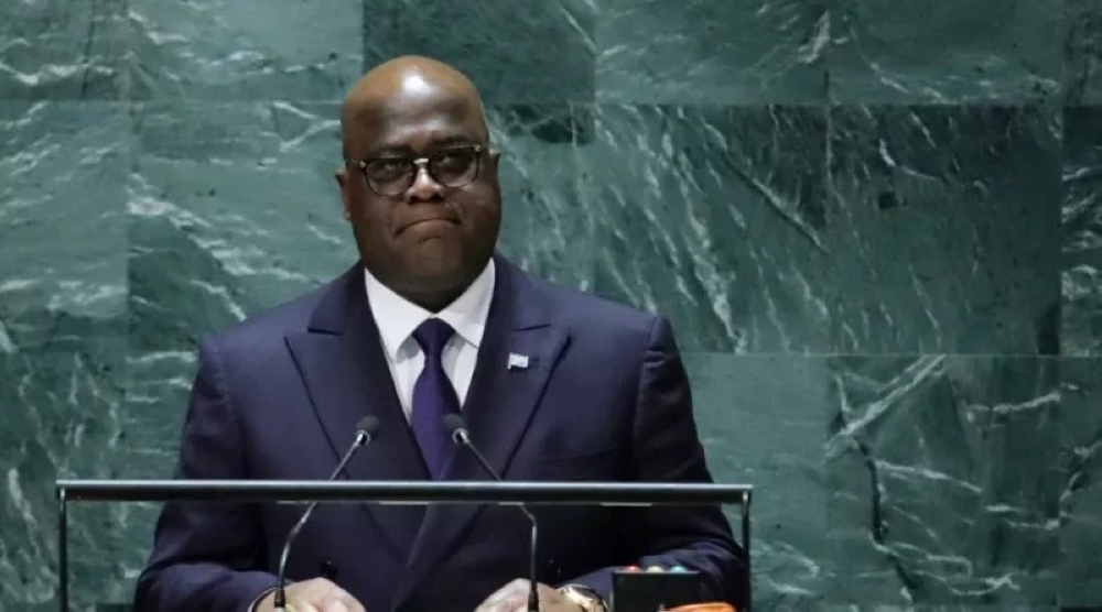 President of DR Congo Felix Tshisekedi addressing the United Nations General Assemby.