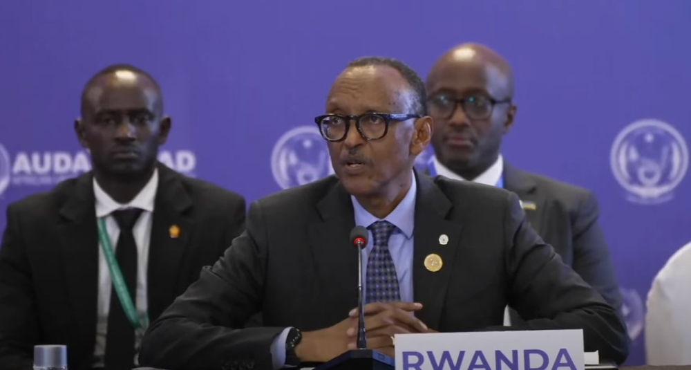 President Paul Kagame speaks during the High-Level Meeting on Domestic Health Financing at the African Union, in Addis Ababa Ethiopia on February 14, 2025. Courtesy