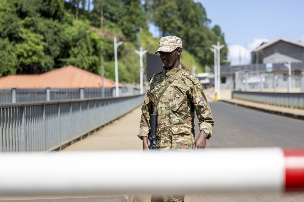 An M23 fighter seen at the Rusizi 1 Border Post in Bukavu city in eastern DR Congo. Photo by Olivier Mugwiza