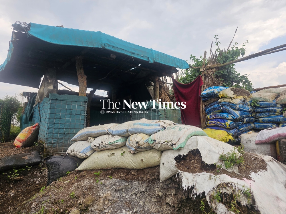 A make-shift-structure that was used to serve as the FDLR-CRAP command post in Kanyamahoro, Nyiragongo territory, three kilometres from Rwandan border.  Photo by James Munyaneza