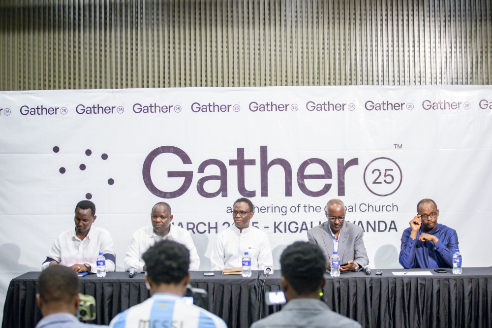 Organizers of Gather25 Rwanda address the press ahead of the event, set to take place this Saturday at BK Arena. Photo by Emmanuel Dushimimana