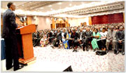 President Kagame addresses Rwandans in the  diaspora in the UK . Last year (Net photo)