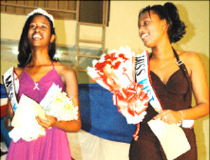 CROWNED: Miss KIST Mukangamije Winnie (20) and 1st runner up Uwamahoro Nadia (21). (Photo/ M. Mazimpaka)