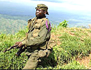 A Congolese army soldier in the mountains in the east of the country.